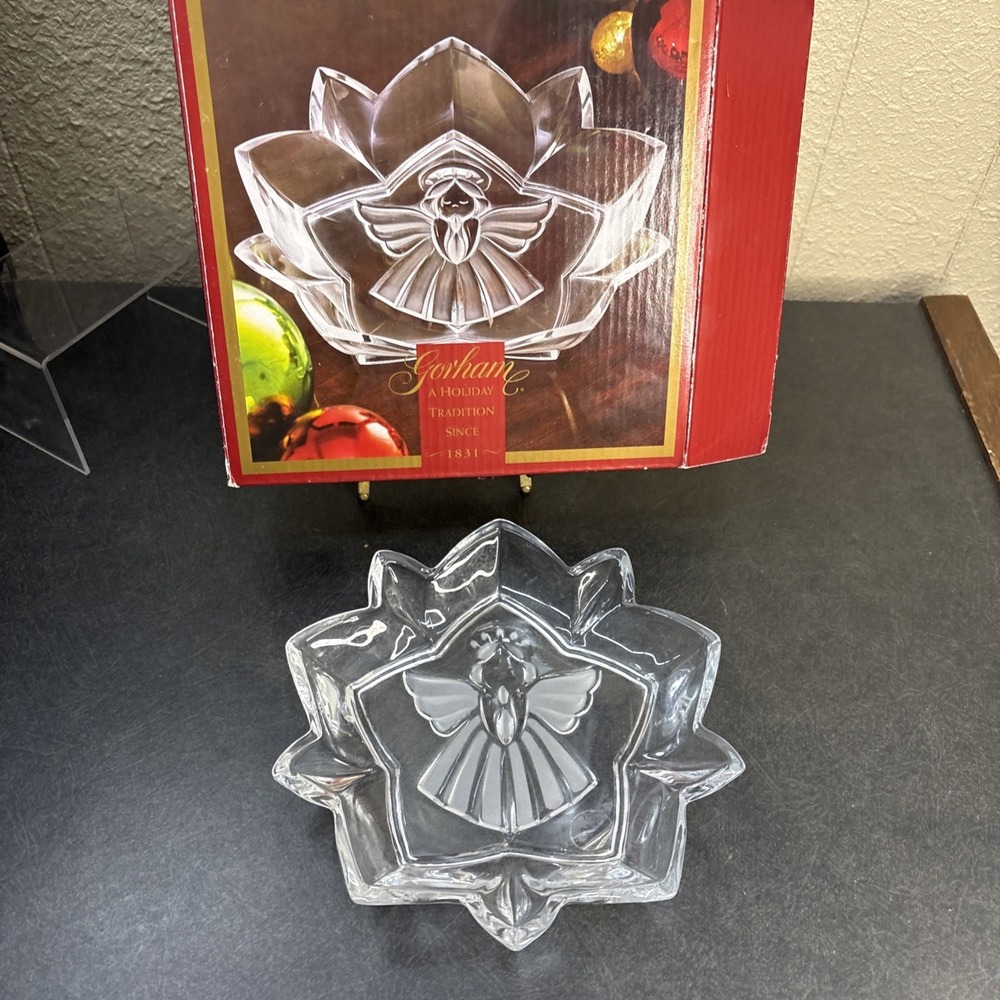 Gorham~Holiday Traditions~Angels Of Peace~7.5" Crystal Star Dish~NIB